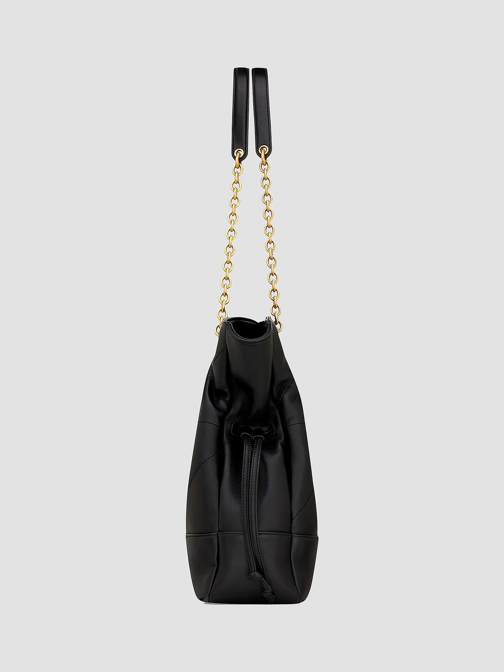 Quilted Drawstring Shoulder Bag | Gold Chain Detail