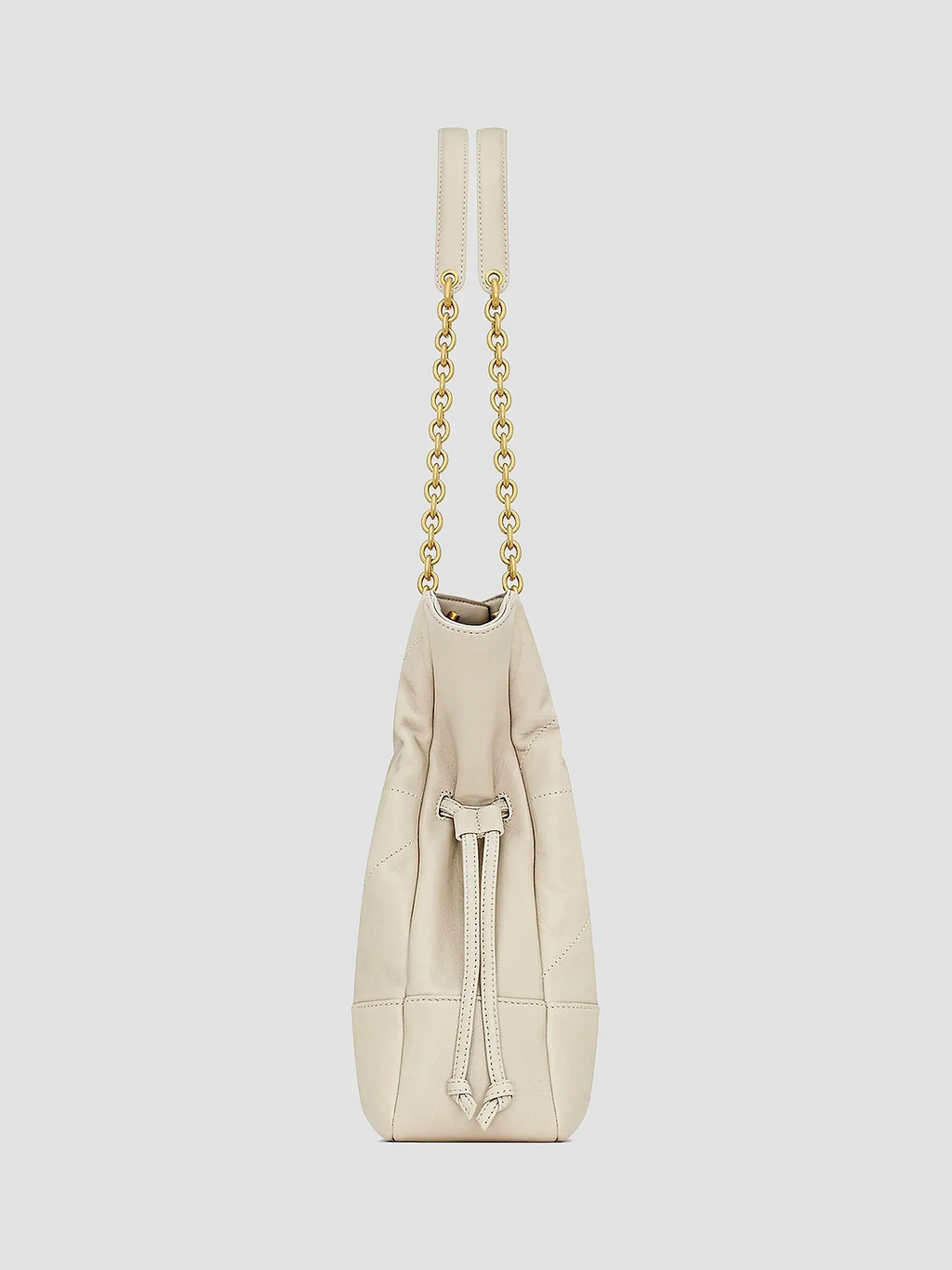 Quilted Drawstring Shoulder Bag | Gold Chain Detail