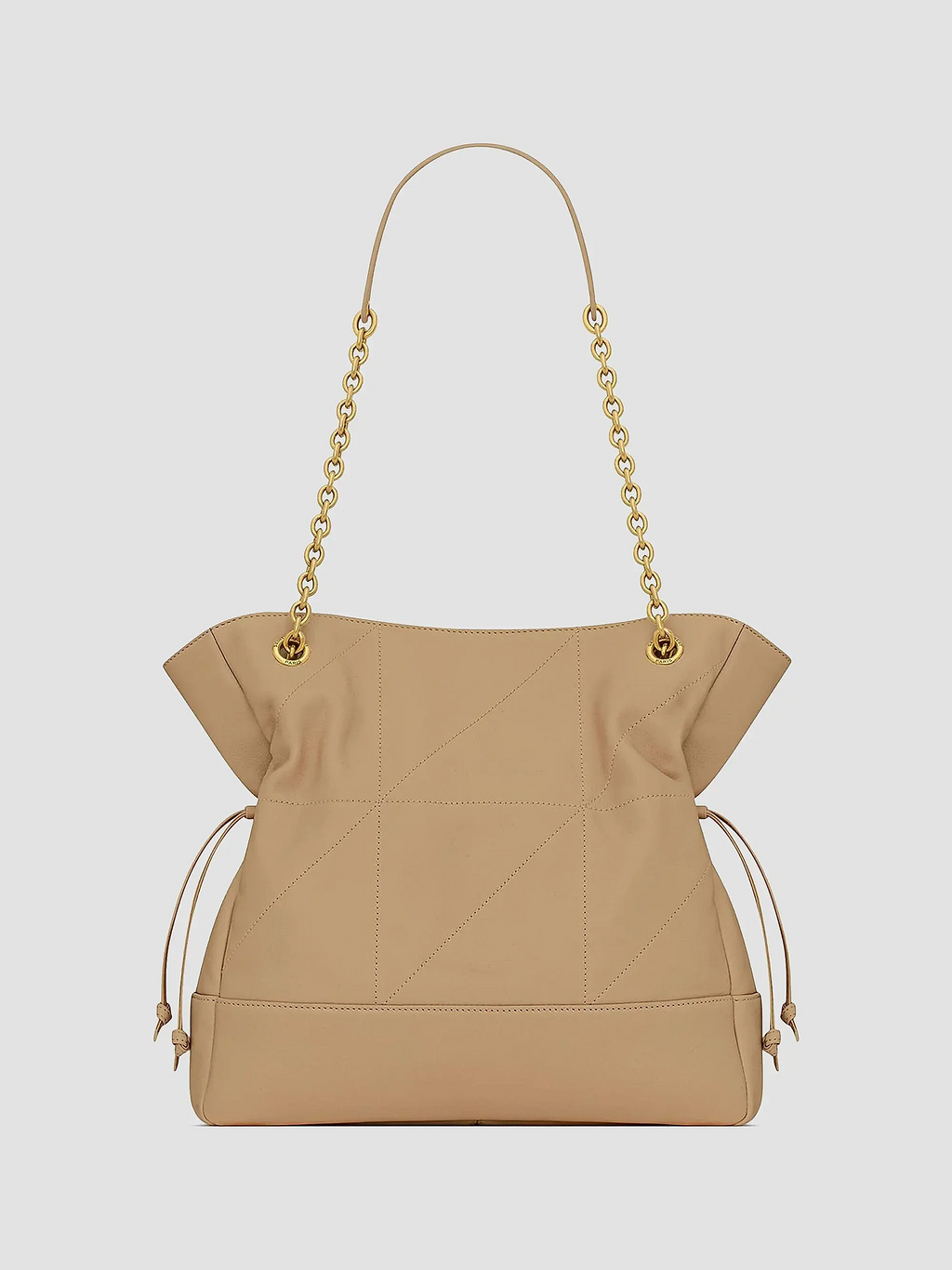 Quilted Drawstring Shoulder Bag | Gold Chain Detail