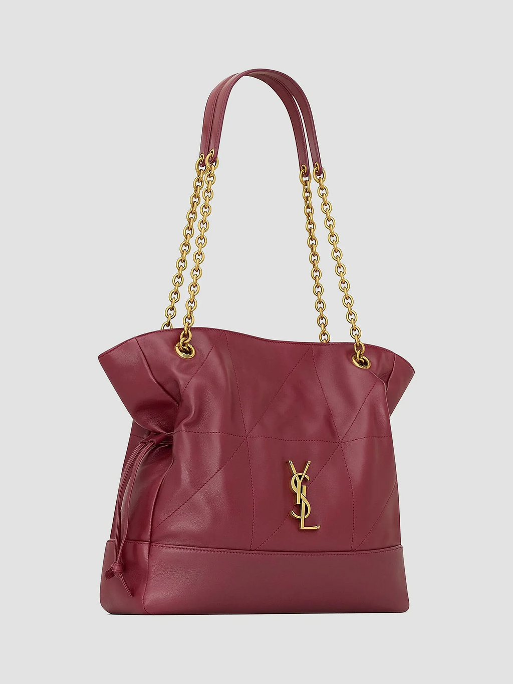 Quilted Drawstring Shoulder Bag | Gold Chain Detail